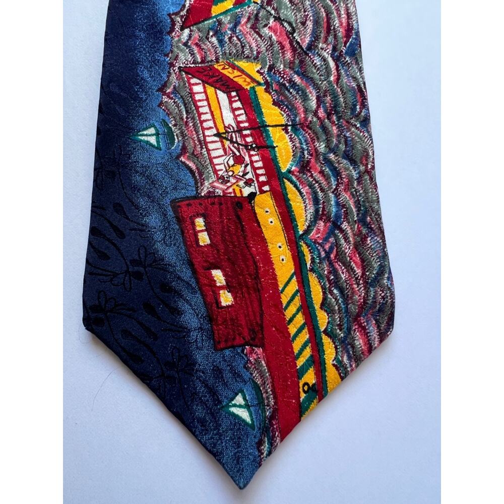 Make-A-Wish Foundation Nautical Boat Necktie USA Vintage Novelty Wide Tie